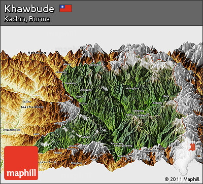 Satellite Panoramic Map of Khawbude, physical outside