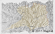 Shaded Relief Panoramic Map of Khawbude, desaturated