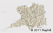 Shaded Relief Panoramic Map of Khawbude, single color outside