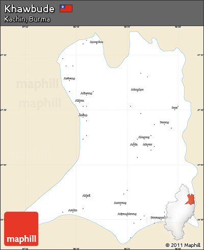 Classic Style Simple Map of Khawbude, single color outside