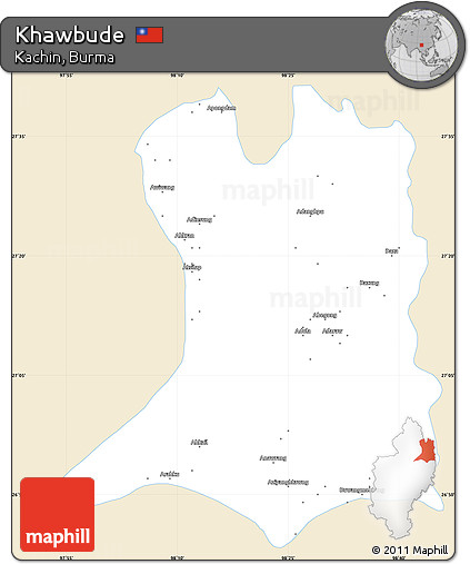 Classic Style Simple Map of Khawbude, single color outside