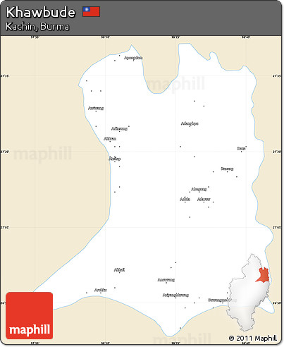 Classic Style Simple Map of Khawbude, single color outside