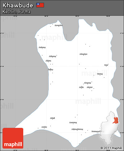 Gray Simple Map of Khawbude, single color outside