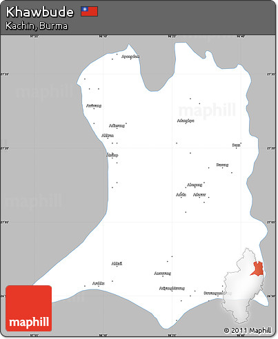 Gray Simple Map of Khawbude, single color outside