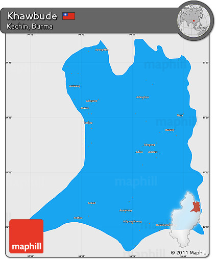 Political Simple Map of Khawbude, single color outside
