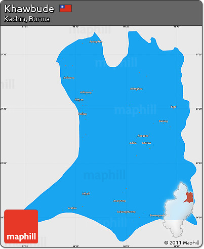 Political Simple Map of Khawbude, single color outside