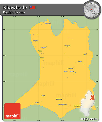 Savanna Style Simple Map of Khawbude, single color outside