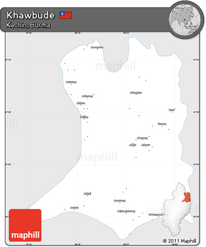 Silver Style Simple Map of Khawbude, single color outside