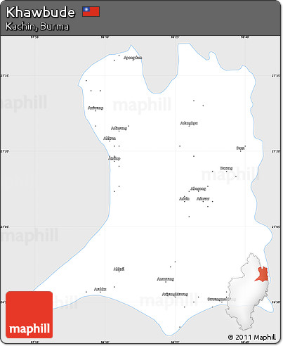 Silver Style Simple Map of Khawbude, single color outside