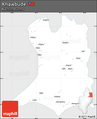 Silver Style Simple Map of Khawbude, single color outside