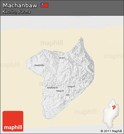 Classic Style 3D Map of Machanbaw, single color outside