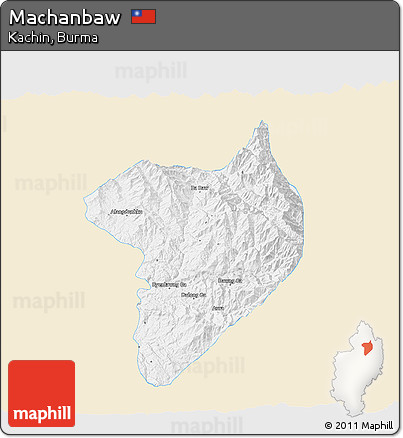 Classic Style 3D Map of Machanbaw, single color outside