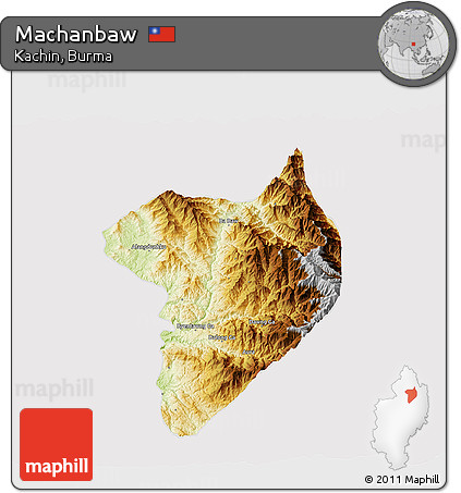 Physical 3D Map of Machanbaw, cropped outside