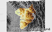 Physical 3D Map of Machanbaw, darken, desaturated