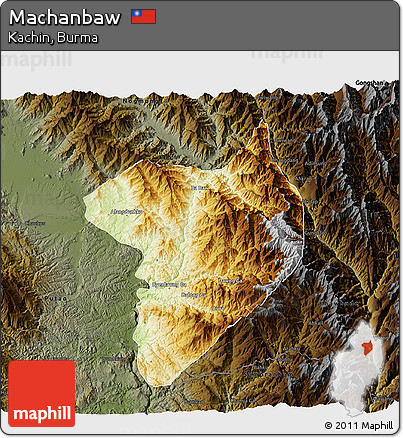 Physical 3D Map of Machanbaw, darken