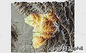 Physical 3D Map of Machanbaw, darken, semi-desaturated