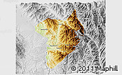 Physical 3D Map of Machanbaw, lighten, desaturated