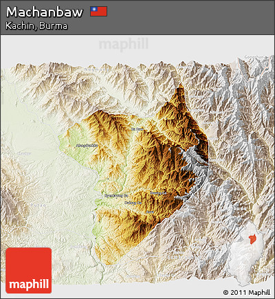 Physical 3D Map of Machanbaw, lighten