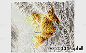 Physical 3D Map of Machanbaw, lighten, semi-desaturated