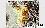 Physical 3D Map of Machanbaw, semi-desaturated