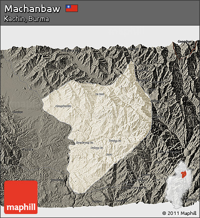 Shaded Relief 3D Map of Machanbaw, darken