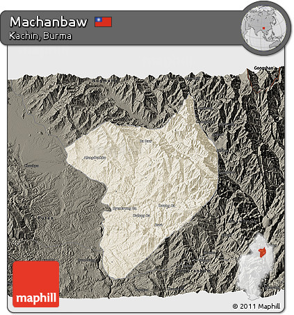 Shaded Relief 3D Map of Machanbaw, darken