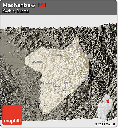 Shaded Relief 3D Map of Machanbaw, darken