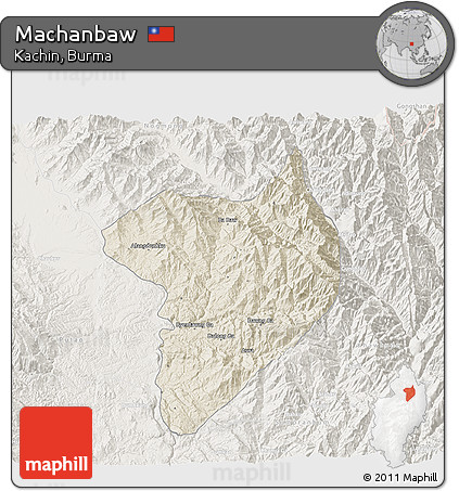 Shaded Relief 3D Map of Machanbaw, lighten