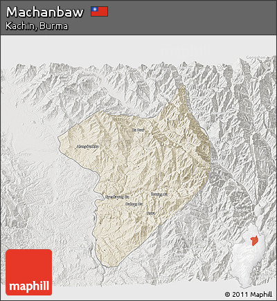 Shaded Relief 3D Map of Machanbaw, lighten, semi-desaturated