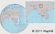 Gray Location Map of Machanbaw, within the entire country