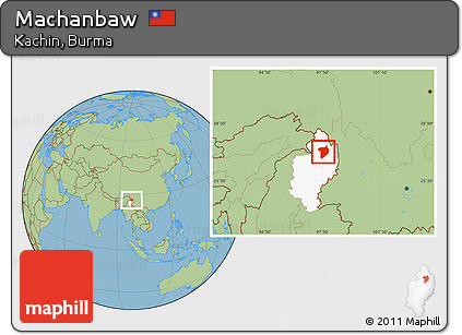 Savanna Style Location Map of Machanbaw, highlighted parent region