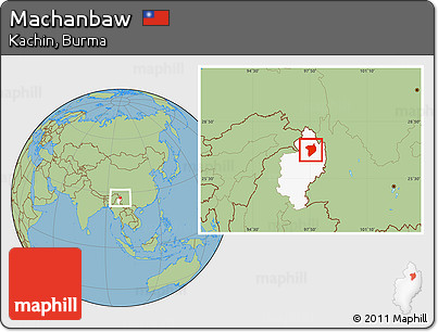 Savanna Style Location Map of Machanbaw, highlighted parent region