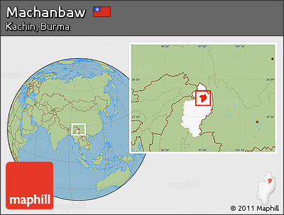 Savanna Style Location Map of Machanbaw, highlighted parent region