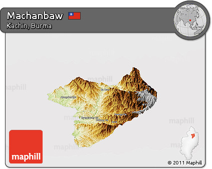 Physical Panoramic Map of Machanbaw, cropped outside