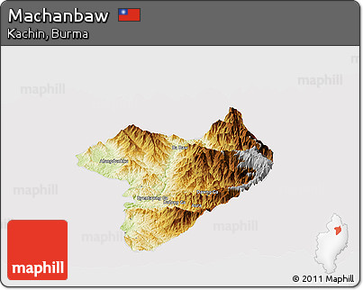 Physical Panoramic Map of Machanbaw, cropped outside