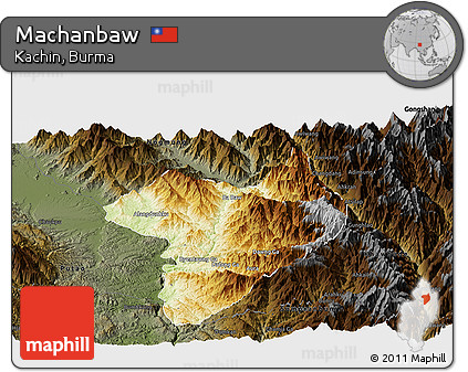 Physical Panoramic Map of Machanbaw, darken