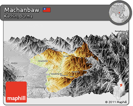 Physical Panoramic Map of Machanbaw, desaturated