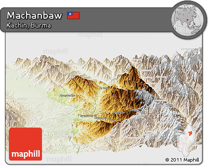 Physical Panoramic Map of Machanbaw, lighten