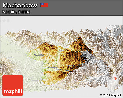 Physical Panoramic Map of Machanbaw, lighten