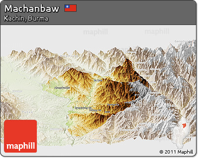 Physical Panoramic Map of Machanbaw, lighten