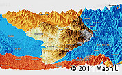 Physical Panoramic Map of Machanbaw, political outside