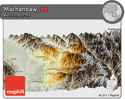 Physical Panoramic Map of Machanbaw, semi-desaturated