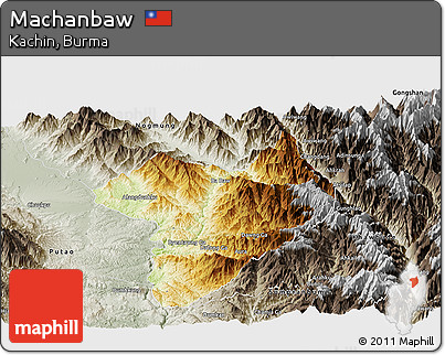Physical Panoramic Map of Machanbaw, semi-desaturated
