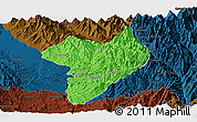 Political Panoramic Map of Machanbaw, darken