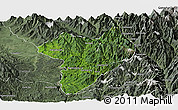 Satellite Panoramic Map of Machanbaw, semi-desaturated