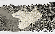 Shaded Relief Panoramic Map of Machanbaw, darken