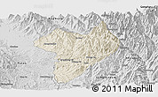 Shaded Relief Panoramic Map of Machanbaw, desaturated