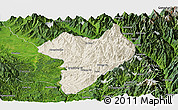 Shaded Relief Panoramic Map of Machanbaw, satellite outside