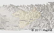Shaded Relief Panoramic Map of Machanbaw, semi-desaturated