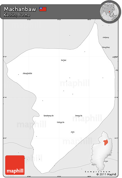 Silver Style Simple Map of Machanbaw